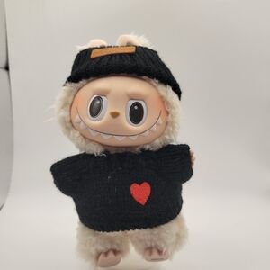 17cm Doll Black Knit Outfit With Heart Pattern